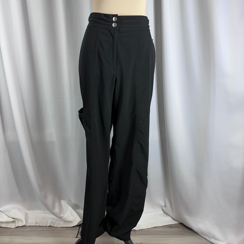 Zenergy by Chico's Black Wide Leg Cargo‎ Performance Pants Size 1 Medium Stretch